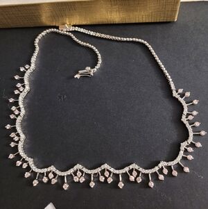 Elegant Silver and Pink RHINESTONE Necklace NWOT